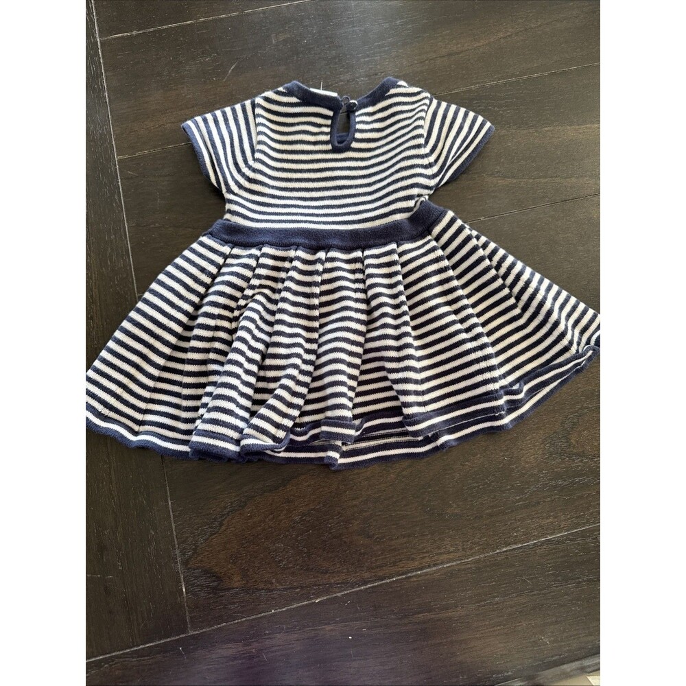 Seed Heritage White and Blue Stripe short sleeve dress size 0-3 months Knit